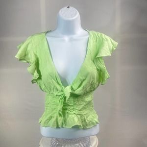 Olivaceous Crop top blouse Green size S